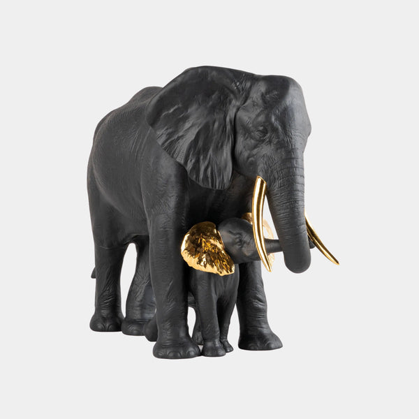 Black & Gold Luxury Porcelain Elephant Statue