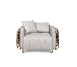 Boca Do Lobo Imperfectio Armchair: A luxurious wabi-sabi inspired accent chair featuring hand-hammered brass.