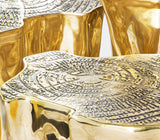 Boca do Lobo Eden Series Small Set Center Table, close-up of the textured brass tops