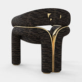 Boca do Lobo Elara Chair in black upholstery with brass details, available from Touched Interiors UK
