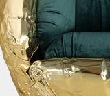 Boca do Lobo Imperfectio Armchair, close-up of the green upholstery and brass