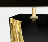 Boca do Lobo Lapiaz Black Table Lamp, close-up of the brass detail