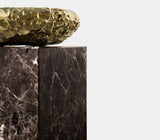Boca do Lobo Stonehenge Side Table, close-up of the Emperador marble and brass