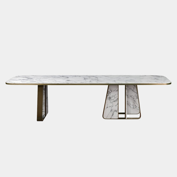 Calacatta Marble Dining Table with Aged Brushed Brass Dining Table
