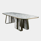 Calacatta Marble Dining Table with Aged Brushed Brass Dining Table