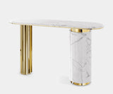 The Chrysler Console: Carrara Marble & Brass Table | Touched Interiors