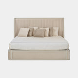 Casa Magna Agatha Bed, taupe fabric with a lacquered frame, available from Touched Interiors UK