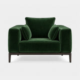 Castelli Low Platform Luxury Armchair in cactus green velvet with brown burnished brass