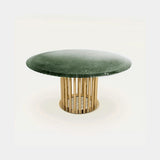Castro Lighting Charlotte Ring Dining Table in polished brass with a marble top, available from Touched Interiors UK