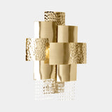 Castro Lighting Mondrian Large Wall Light in gold-plated brass with crystals, available from Touched Interiors UK