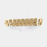 Castro Lighting Mondrian Snooker Suspension Lamp in gold-plated brass with crystals, available from Touched Interiors UK