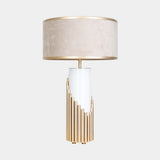 Castro Lighting Streamline Décor Table Lamp in gold-plated brass with a fabric lampshade, available from Touched Interiors UK