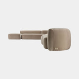 Catone modular sofa in sand velvet, three-quarter view