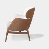 Celine Luxury Designer Armchair and Modern Curved Pouf, alternative angle