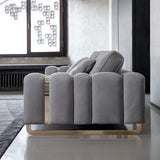 Giorgio Collection Charisma Sofa with Quilted Back Cushions in grey velvet, front view
