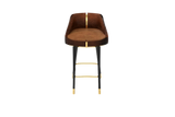 Bramore Bar Stool: Brown Leather with Polished Brass