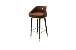 Bramore Bar Stool: Brown Leather with Polished Brass