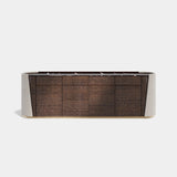 Colosseum Leather Side Luxury Sideboard: ivory genuine leather sides (Cat B) with a matt dark wood front and top