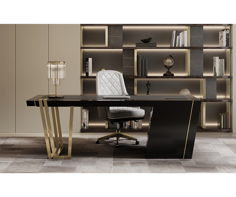 Ergonomic Charla office chair in black and brass, perfect for luxury interior design.