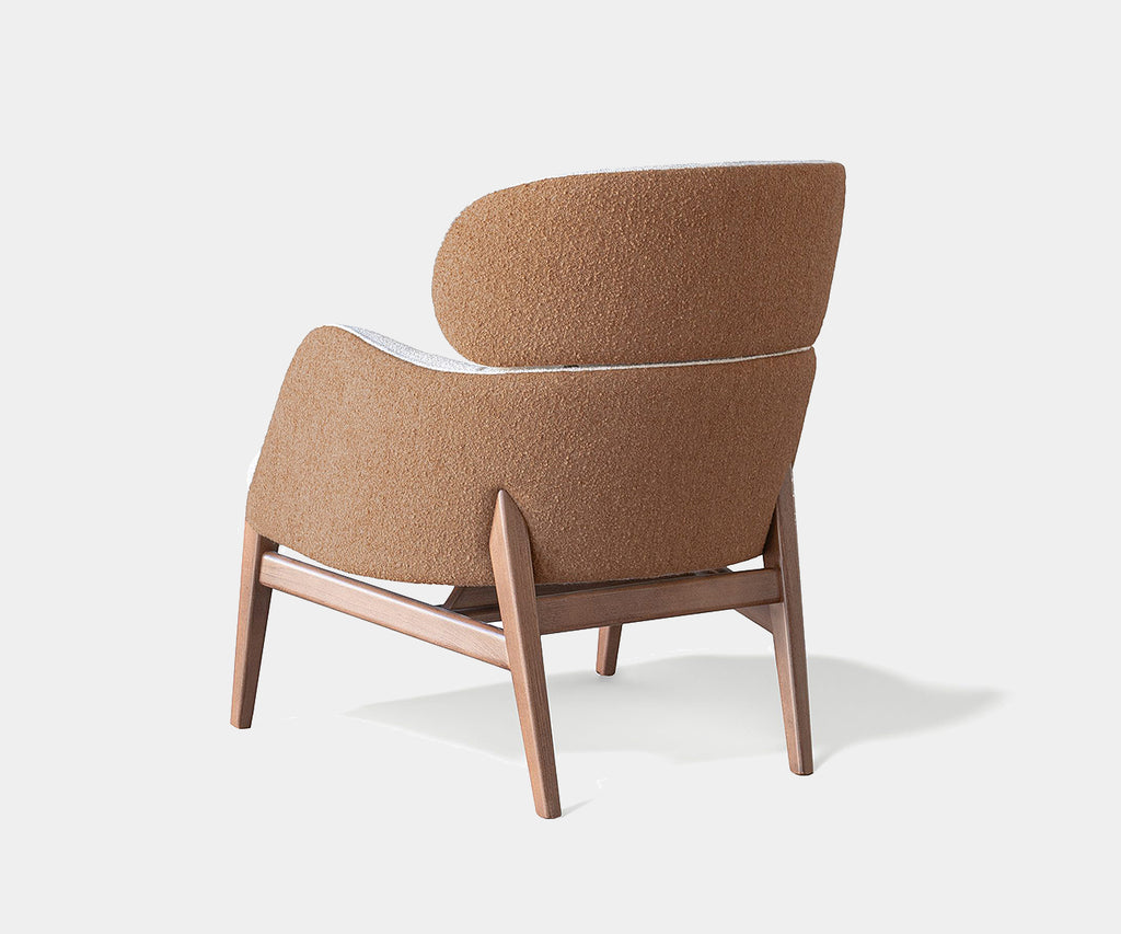 Celine Luxury Designer Armchair and Modern Curved Pouf | Touched Interiors