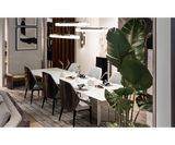Luxxu Algerone marble and brass dining table, ideal for luxury dining rooms