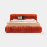 Cortona Ruched Velvet Luxury Bed in saffron cotton velvet