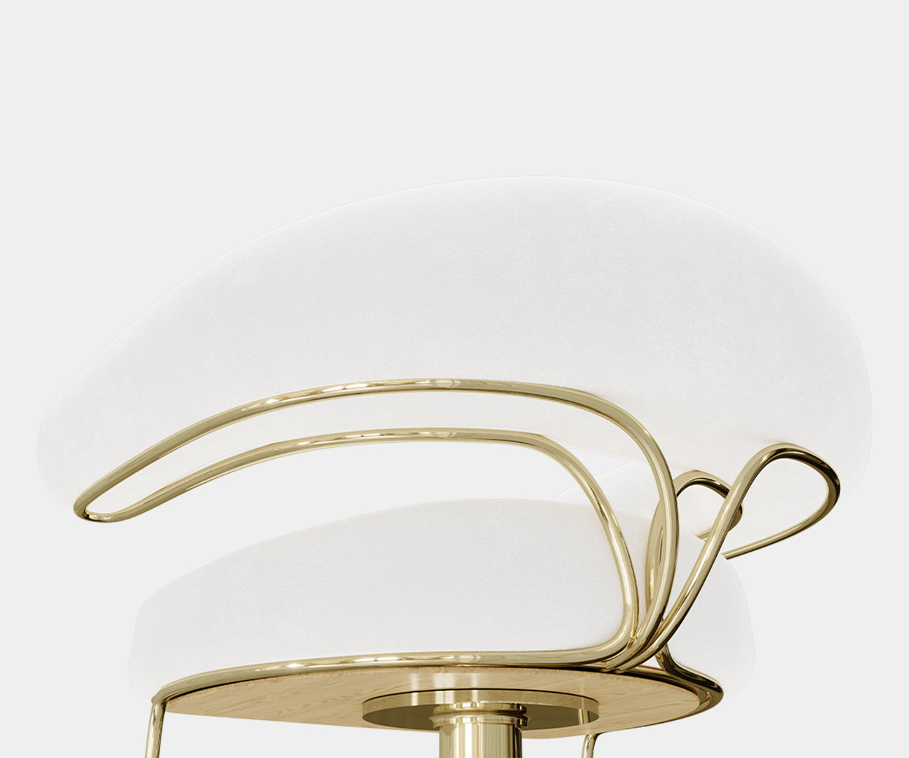 Marlen Modern Swivel Bar Chair: Cream Velvet & Polished Brass | Touched ...