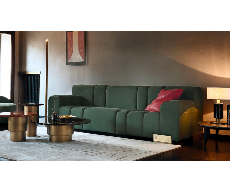 Daytona Rondo Side Tables for Bedroom Suite: Elevate your bedroom suite with the Daytona Rondo side tables, crafted from luxurious dark walnut veneer and featuring a stunning burnished brass centre.
