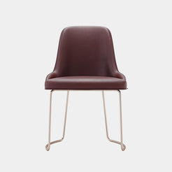 Desna Natural Leather Dining Chair with Rose Gold Base