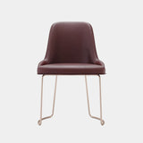 Desna Natural Leather Dining Chair with Rose Gold Base