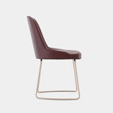 Desna Natural Leather Dining Chair with Rose Gold Base