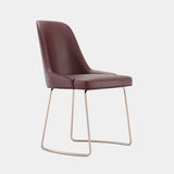 Desna Natural Leather Dining Chair with Rose Gold Base
