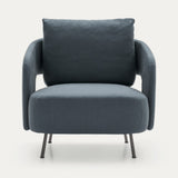 Ditre Italia 356 Armchair in dark blue grey fabric, matt black legs