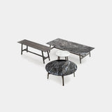 Ditre Italia Aany Coffee Table, Aany tables shown together, in marble and wood, front view