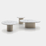 Ditre Italia Arcade Coffee Table, Arcade coffee tables in white marble with silk grey bases, front view