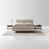 Avalon Bed, light grey fabric, front view