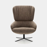 Ditre Italia Cut Soft Swivel Armchair in brown fabric, black swivel base
