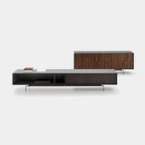 Ditre Italia Eric Sideboard, Eric TV stand in anthracite and Eric sideboard in intarsio walnut, front view