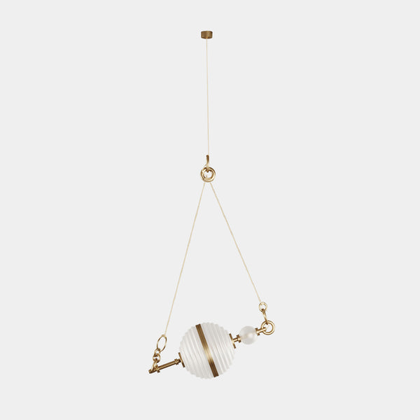 Dolce White Frosted Glass & Brushed Brass Pendant Lamp