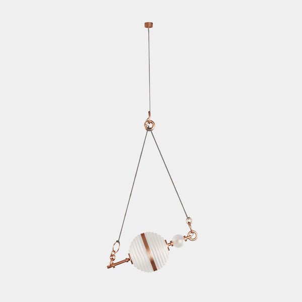 Dolce White Frosted Glass & Brushed Copper Pendant Lamp