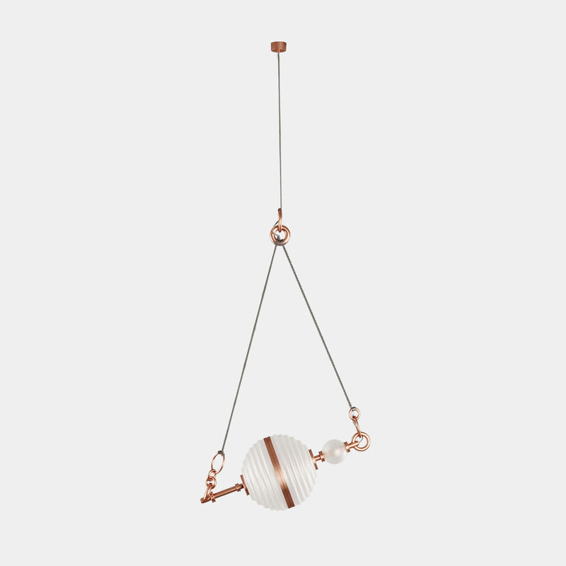 Dolce White Frosted Glass & Brushed Copper Pendant Lamp