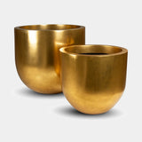 Dorata Gold Leaf Luxury Floor Planter in gold leaf, pair as pictured