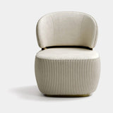 Doric Luxury Armchair: Designer Comfort and Modern Elegance: ivory velvet with channel-quilted outer shell (Cat A Quilted), polished brass