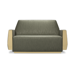 The Doris Sofa by Essential Home: A luxurious mid-century modern sofa featuring a geometric design and metal base.