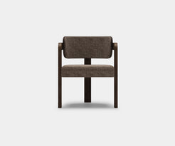 DUO Modern Dining Chair: Walnut Frame, Dark Bronze Accents & Cream Upholstery.