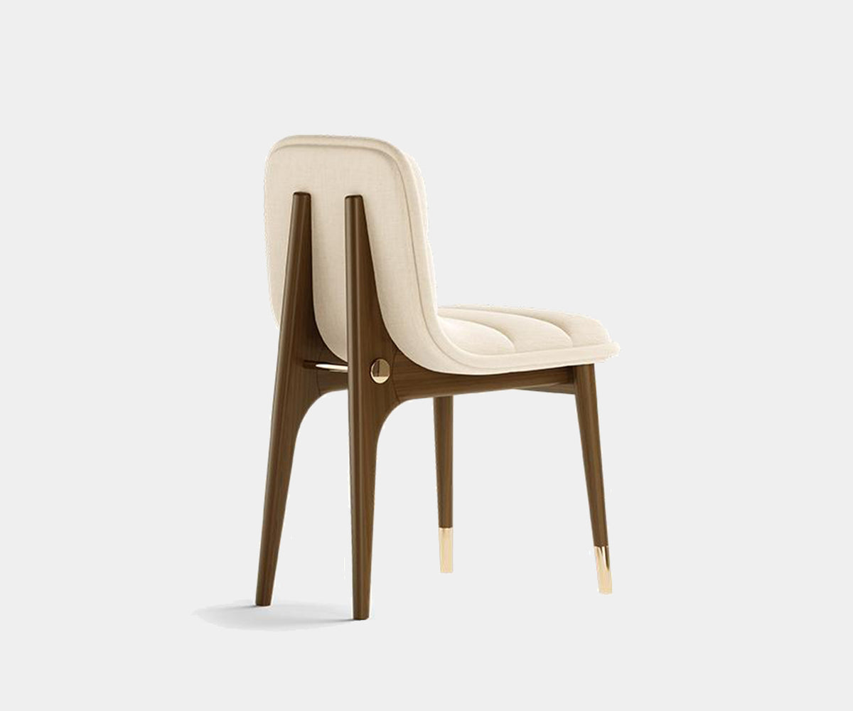 Blair Walnut Dining Chair: Luxury Mid-Century Modern with Brass