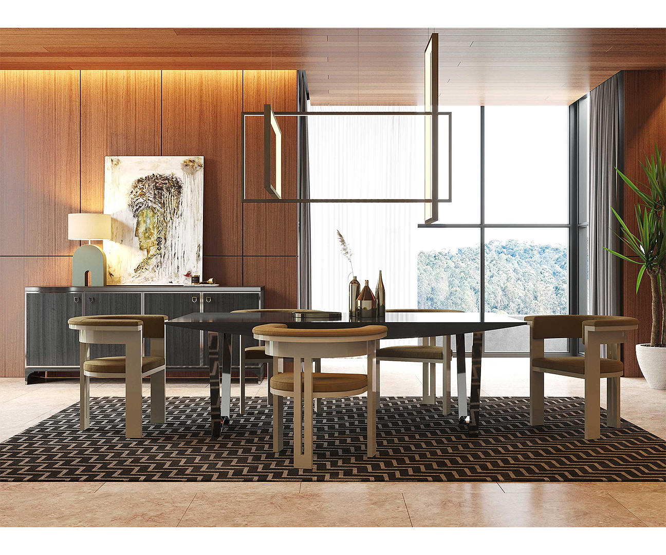 Afonso Luxury Upholstered Dining Chair with Curvilinear Design ...