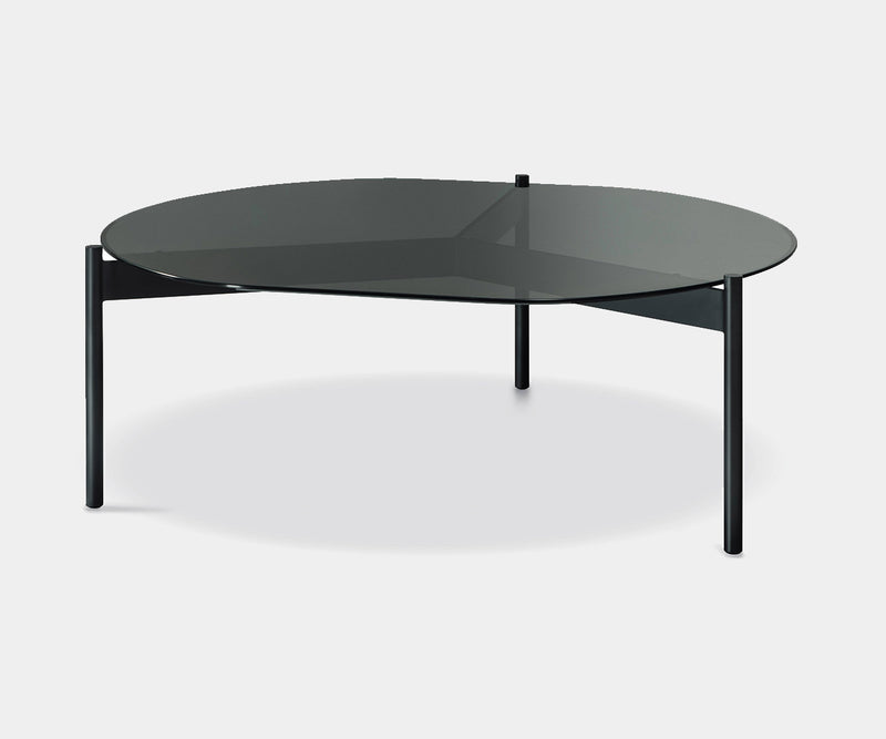 Elegant Round Coffee Table with Smoke Glass Top - Luxury Décor