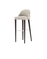 Laskasas Estoril Bar Stool in premium fabric with oak legs, 102cm bar height, side angle