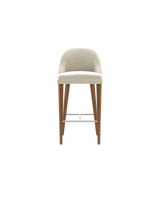 Laskasas Estoril Bar Stool in premium fabric with oak legs, 87cm counter height, side angle
